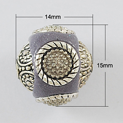 Handmade Indonesia Beads, with Alloy Cores, Round, Dark Gray, 15x14mm, Hole: 2mm