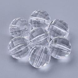Abalorios de acrílico transparentes, facetados, redondo, Claro, 8x8mm, agujero: 1.5 mm, aproximamente 177 unidades / 50 g