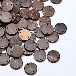 Boutons de noix de coco rondes plat 2-hole, noix de coco, 12x2~3mm, Trou: 0.5mm