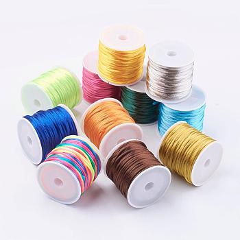 Cuerda de nylon, cordón de cola de rata de satén, Para hacer bisutería, anudado chino, color mezclado, 1.5mm, alrededor de 16.4 yarda (15 m) / rollo
