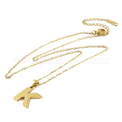 Ионное покрытие (ip) начальная буква 304 нержавеющая сталь кулон ожерелья NJEW-M199-01G-K-1