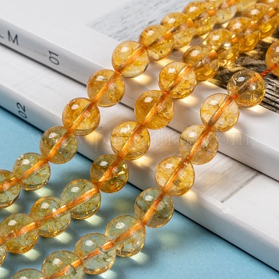 Природный цитрин бисер нитей G-E326-10mm-01-1