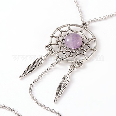 Плетеная сетка/паутина с перьями из хирургической нержавеющей стали 316 AJEW-AN00135-1