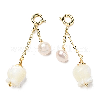 Украшение из натуральной трохидной ракушки с цветочным кулоном G-K341-08G-1