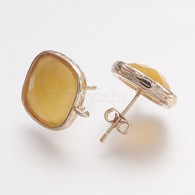 Латунные серьги-гвоздики из циркония ZIRC-G123-02A-B-1