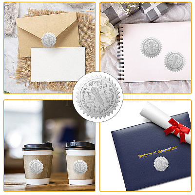 Круглые наклейки с тиснением из серебряной фольги DIY-WH0503-004-1