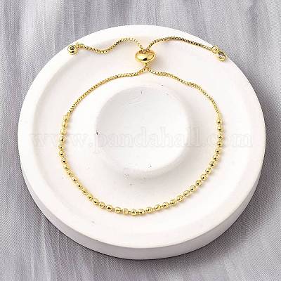 Латунные круглые бусины слайдер браслеты для женщин BJEW-D317-13B-G-1