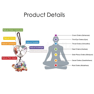 Обернутые проволокой чипы чакры натуральные драгоценные камни большие подвесные украшения HJEW-H057-01D-1