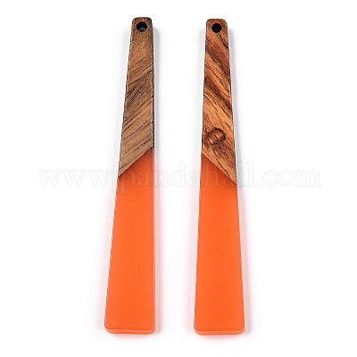 Большие подвески из прозрачной смолы и орехового дерева RESI-TAC0017-46-B02-1