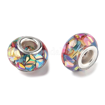 Прозрачные европейские бусины-рондель из смолы RESI-S023-26-1