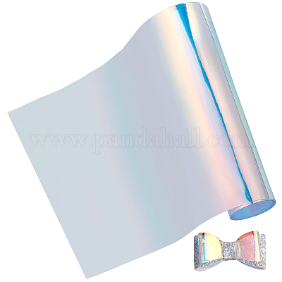 Ssamall PVC Holographic Clear Window Film Transparent Vinyl Mirrored Foil  Laser Graphic Fabric for DIY Bow Craft 17.7''x60