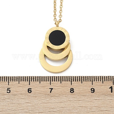 Ожерелья с подвеской в виде кольца из нержавеющей стали 304 с римской цифрой 3 NJEW-V001-06G-01-1