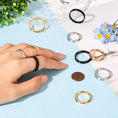 12 шт. 6 размера 201 нержавеющая сталь рифленые кольца для пальцев RJEW-TA0001-06P-1