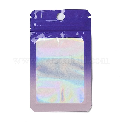 Прямоугольные блестящие голографические пакеты из ПВХ с застежкой-молнией ABAG-P011-01A-03-1