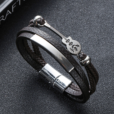 Кожаные многожильных браслеты PW-WG50386-02-1