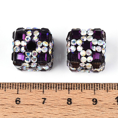 Бусины из полимерной глины со стразами и квадратным акрилом CLAY-T022-03C-1