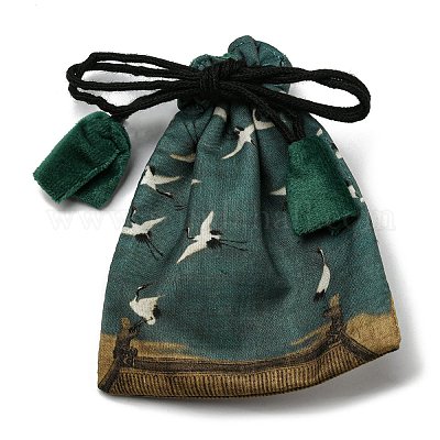 Прямоугольные подарочные пакеты для украшений из ткани в китайском стиле для серег PAAG-PW0007-08F-1