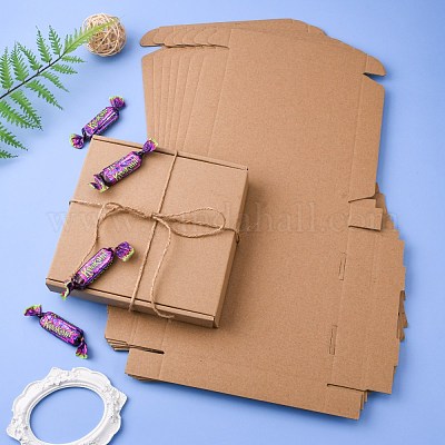 クラフト紙の折りたたみボックス 正方形 厚紙ギフト箱