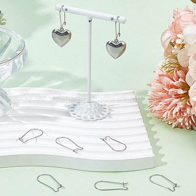 120 шт. серьги-кольца из нержавеющей стали 304 с фурнитурой в виде почки STAS-SP0001-32B-P-1