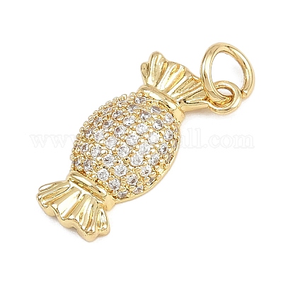 Латунные микропаве прозрачные подвески с фианитом KK-Z123-03G-1