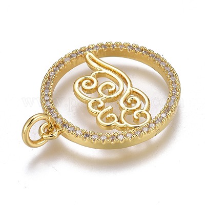 Латунные микропаве прозрачные подвески с фианитом ZIRC-Z008-40G-1