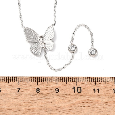 Ожерелья из нержавеющей стали 304 с кристаллами и стразами в форме бабочки NJEW-R026-19P-1