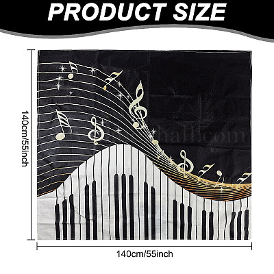 Льняная скатерть с узором фортепиано AJEW-WH0528-69A-1