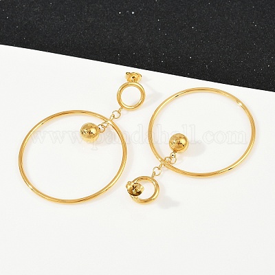 Серьги-гвоздики с кольцами из нержавеющей стали 304 EJEW-K268-34G-1