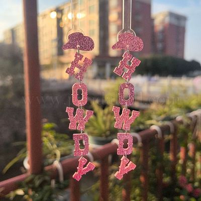 Акриловые серьги-гвоздики с надписью «привет» FS-WGBB6AA-10-1