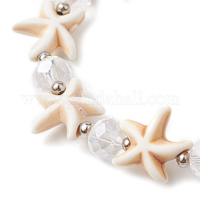 Летние пляжные браслеты из синтетической бирюзы и граненого стекла BJEW-JB10454-01-1