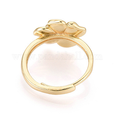 Цветочная латунная эмаль регулируемые кольца KK-T079-17G-1