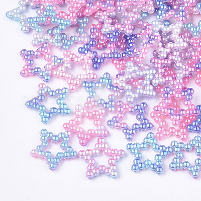 Радуга ABS пластик имитация жемчуга кольца OACR-T015-02-1