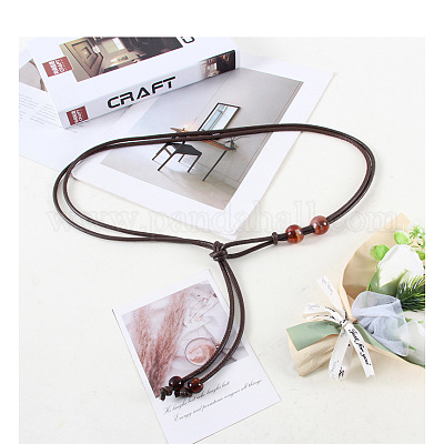 Узлы из искусственной кожи с круглыми акриловыми бусинами цвета сиены для платья FS-WG4F78E-03-1