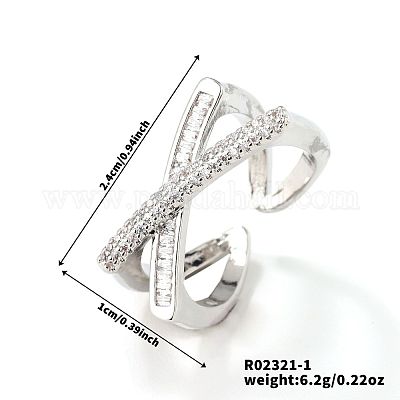 Кольца-манжеты в стиле хип-хоп из латуни с микропаве из прозрачных кубических цирконий для женщин DB5338-1-1