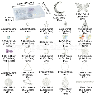 Наборы для самостоятельного изготовления бусин из натурального лепидолита/фиолетовой слюды и сережек из нержавеющей стали DIY-FS0008-13-1