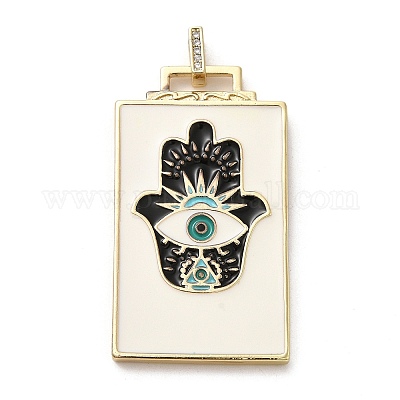 Подвеска из латуни микропаве с фианитами и эмалью KK-H458-02G-I01-1