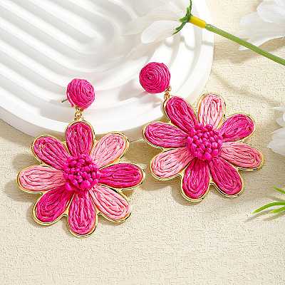 Серьги-гвоздики из цветочного сплава из рафии FS-WGFD46F-03-1