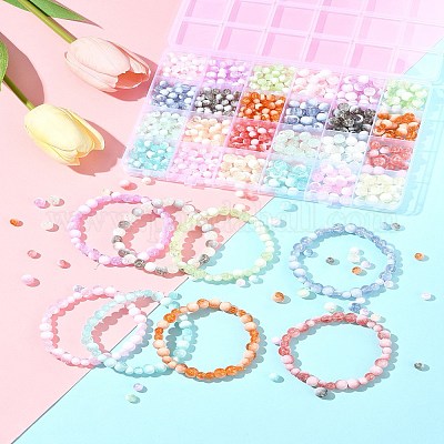 850 шт. нити стеклянных бусин с эффектом кракле GLAA-FS0002-08-1