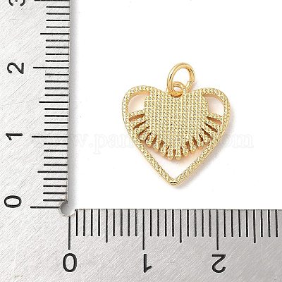 Подвески в виде сердечек из натуральной белой ракушки из латуни с соединительными кольцами KK-S522-08A-G-1