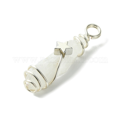 2 шт. подвески из натурального кварцевого кристалла с гальваническим покрытием PALLOY-JF03163-02-1