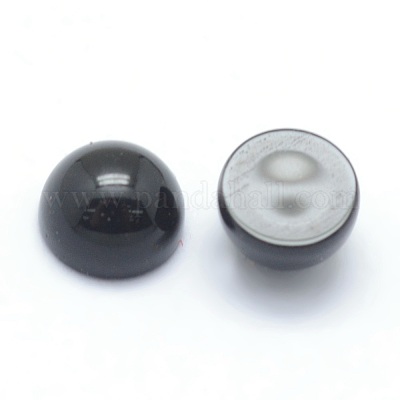 Кабошоны из натурального окрашенного и нагретого черного агата X-G-P393-R02-4mm-1