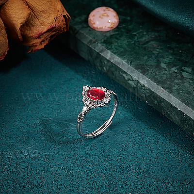 Регулируемый 925 овальный компонент кольца из стерлингового серебра с микропаве из кубического циркония STER-BC0003-56P-1