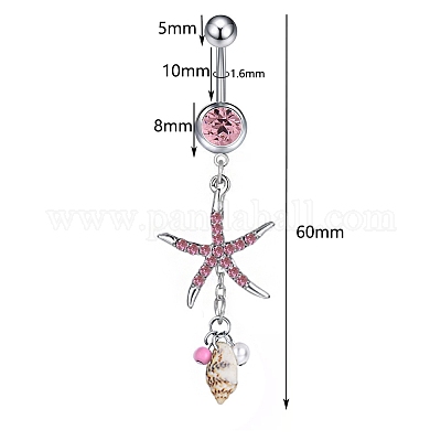 Кольца для живота в форме изогнутой штанги из нержавеющей стали 304 с кубическим цирконием FS-WGCE39A-03-1