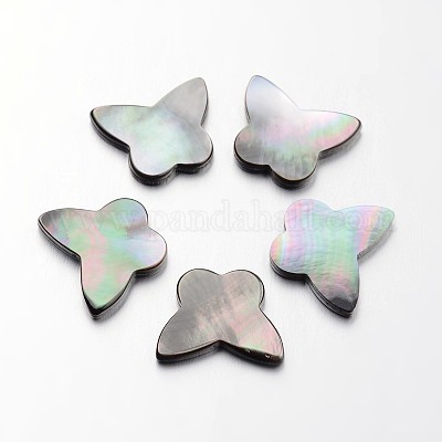 Бабочка натуральный черный губы кабошоны оболочки SHEL-L003-39-1