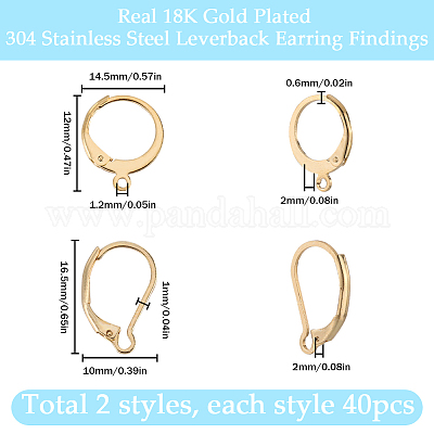 2 стиль фурнитуры для сережек с застежкой-рычагом из нержавеющей стали 304 STAS-SC0008-10G-1