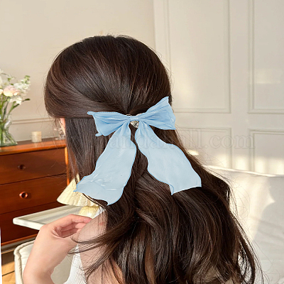 4 шт. 2-х цветные тканевые длинные заколки-банты для волос&nbsp;OHAR-LP0001-29B-1