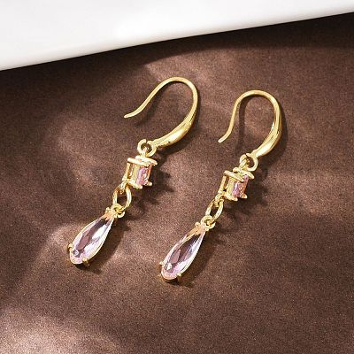 Серьги-капли из латуни с микропаве из кубических цирконий EJEW-C156-03G-1