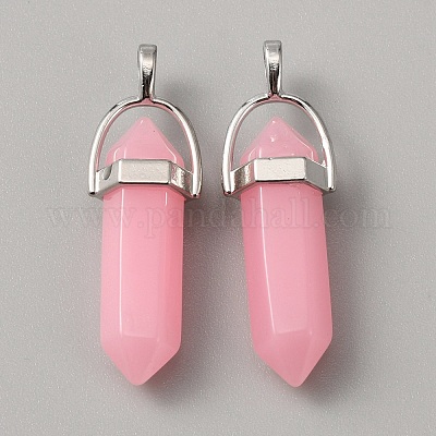 Двойные заостренные подвески из натурального окрашенного белого нефрита G-WH0016-37G-1