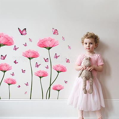 Flower Girl Butterfly Flower Art Kids Girl Bedroom Decor Wall Sticker DIY  Decals