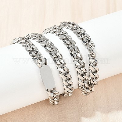 7 мм 304 нержавеющая сталь кубинские звенья цепи ожерелья для женщин мужчин NJEW-Z093-03P-1
